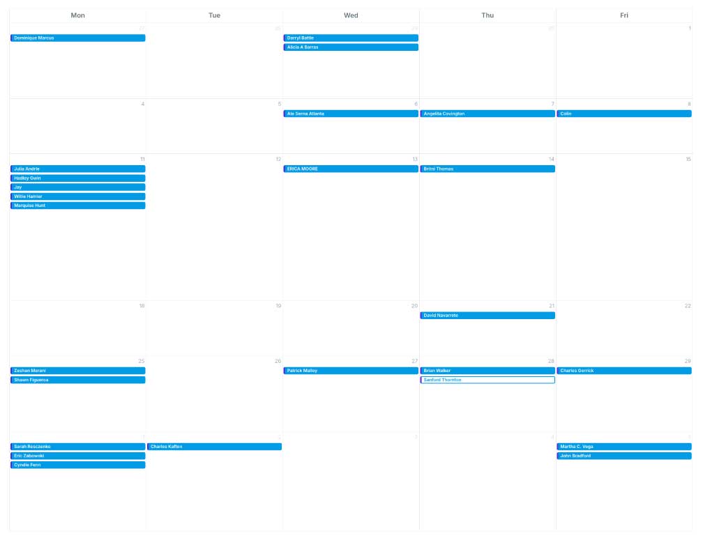 Calendar full of appointments